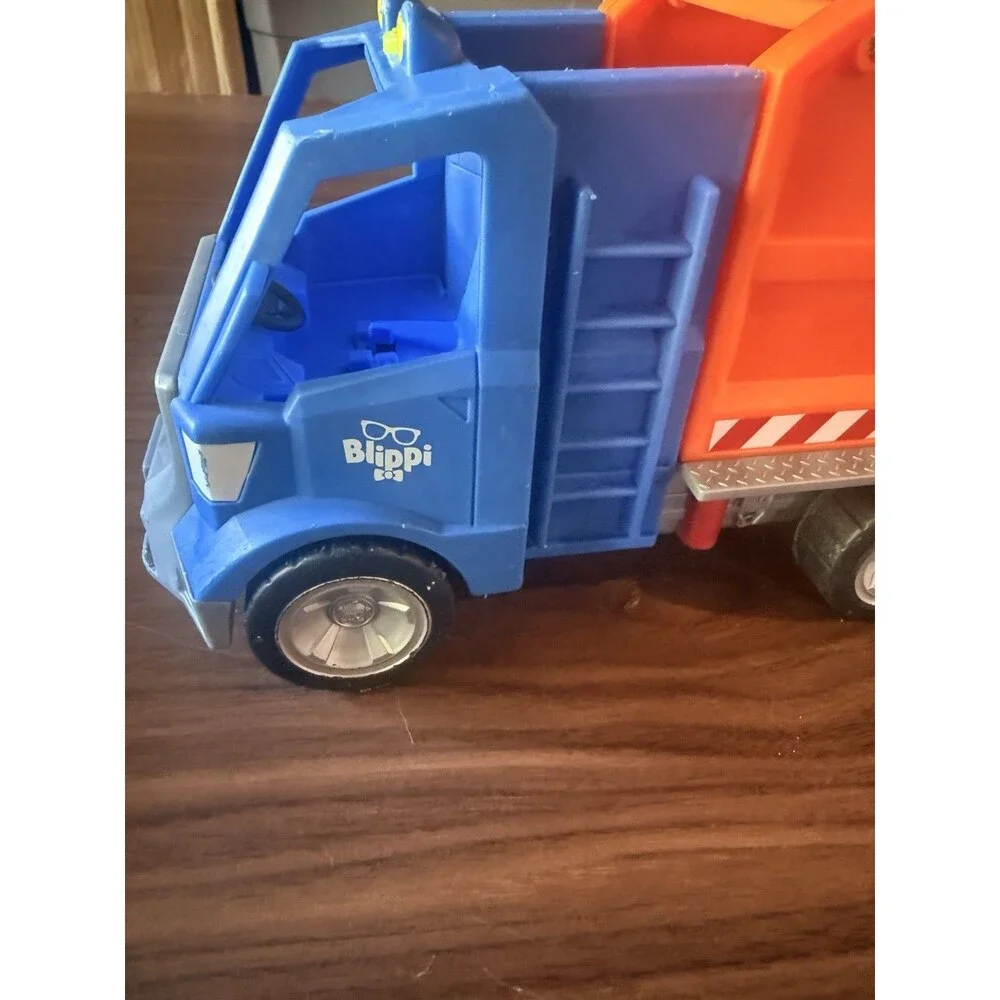 Blippi Blue & Orange Toy Garbage/Recycling Truck Vehicle ONLY w/ Moving Arm